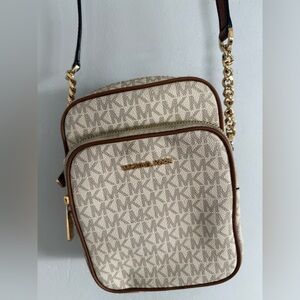 Michael Kors Beige and Brown Crossbody Bag